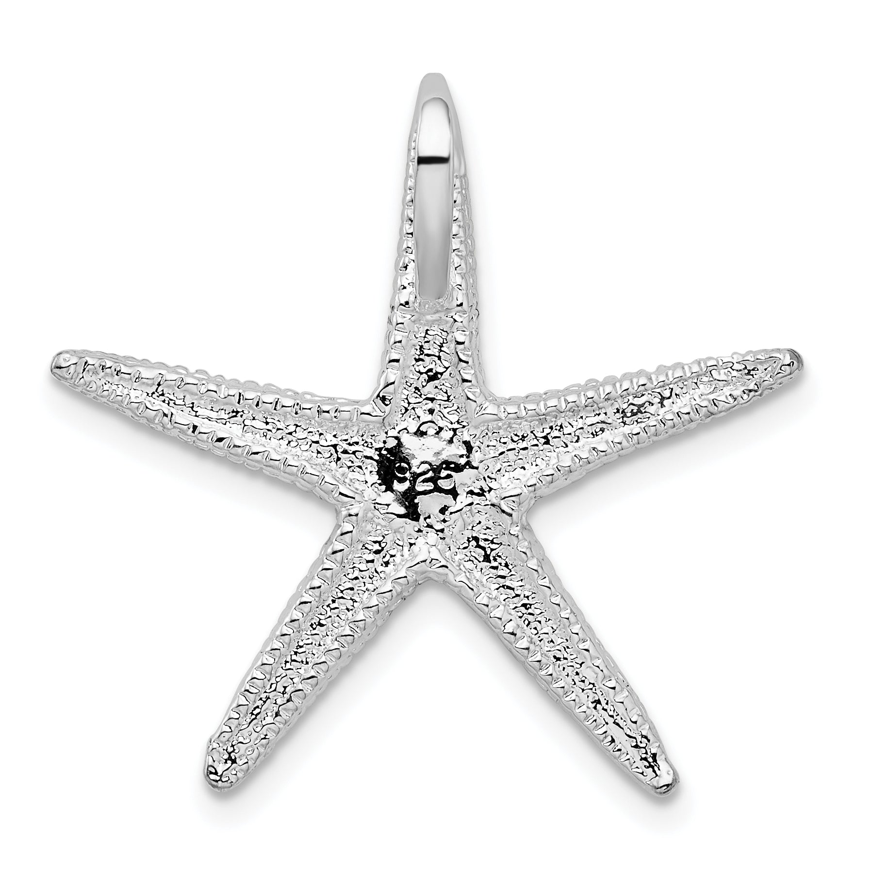 De-Ani Sterling Silver Rhodium-Plated Polished and Textured Starfish Slide