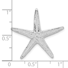 De-Ani Sterling Silver Rhodium-Plated Polished and Textured Starfish Slide