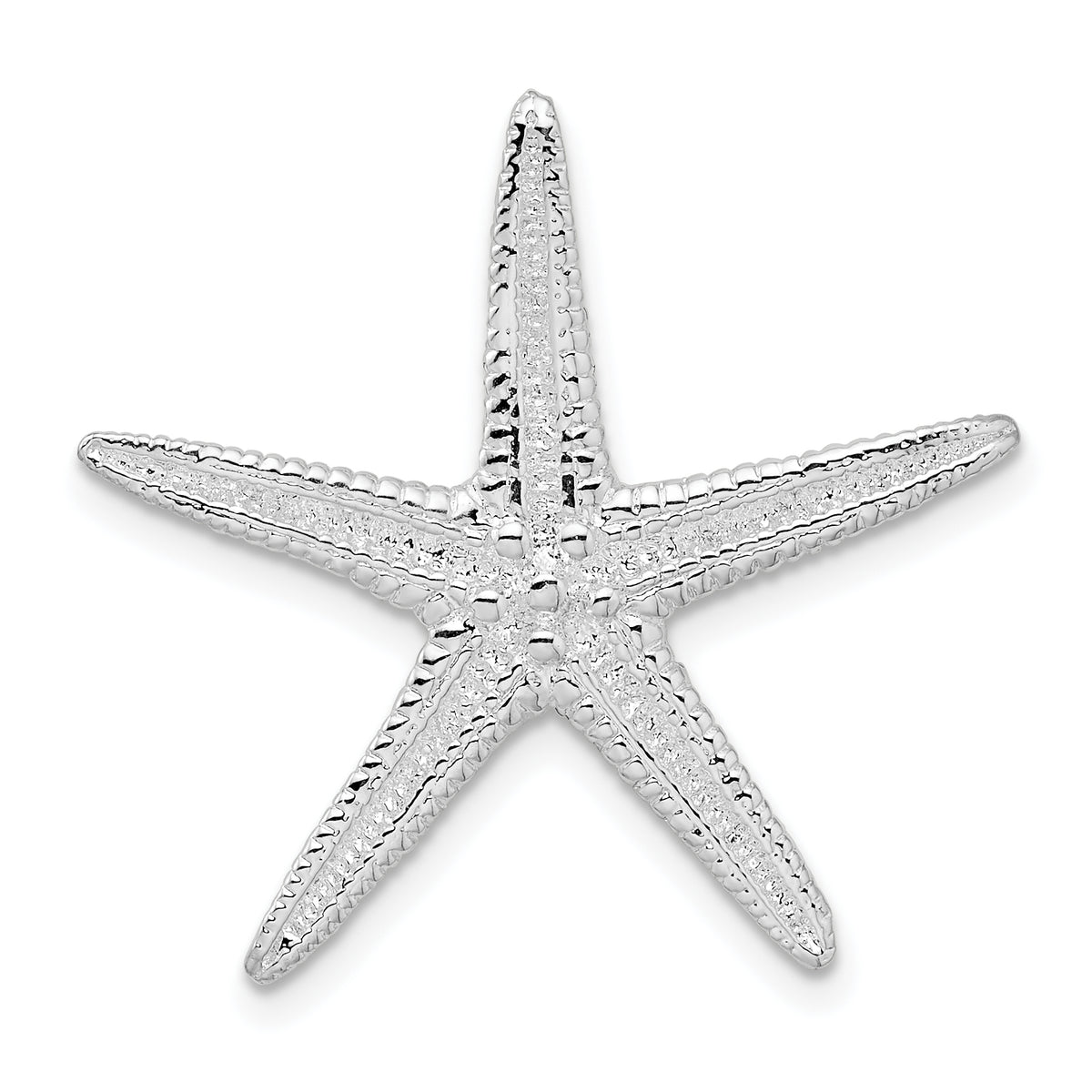 De-Ani Sterling Silver Rhodium-Plated Polished and Textured Starfish Slide