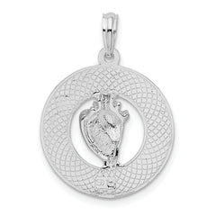 De-Ani Sterling Silver Rhodium-Plated Polished Marco Island with Shell Pendant