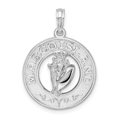 De-Ani Sterling Silver Rhodium-Plated Polished Marco Island with Shell Pendant