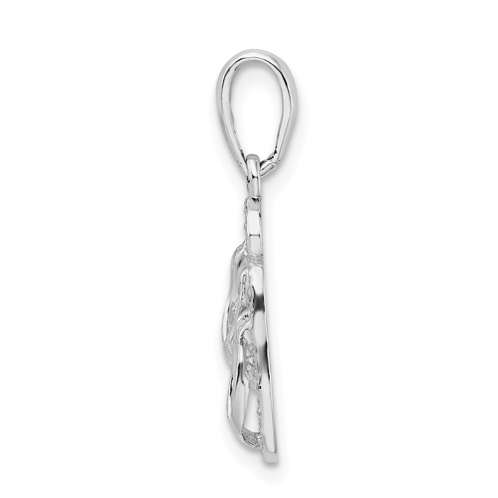 De-Ani Sterling Silver Rhodium-Plated Polished and Textured Marco Island Flip Flops Pendant