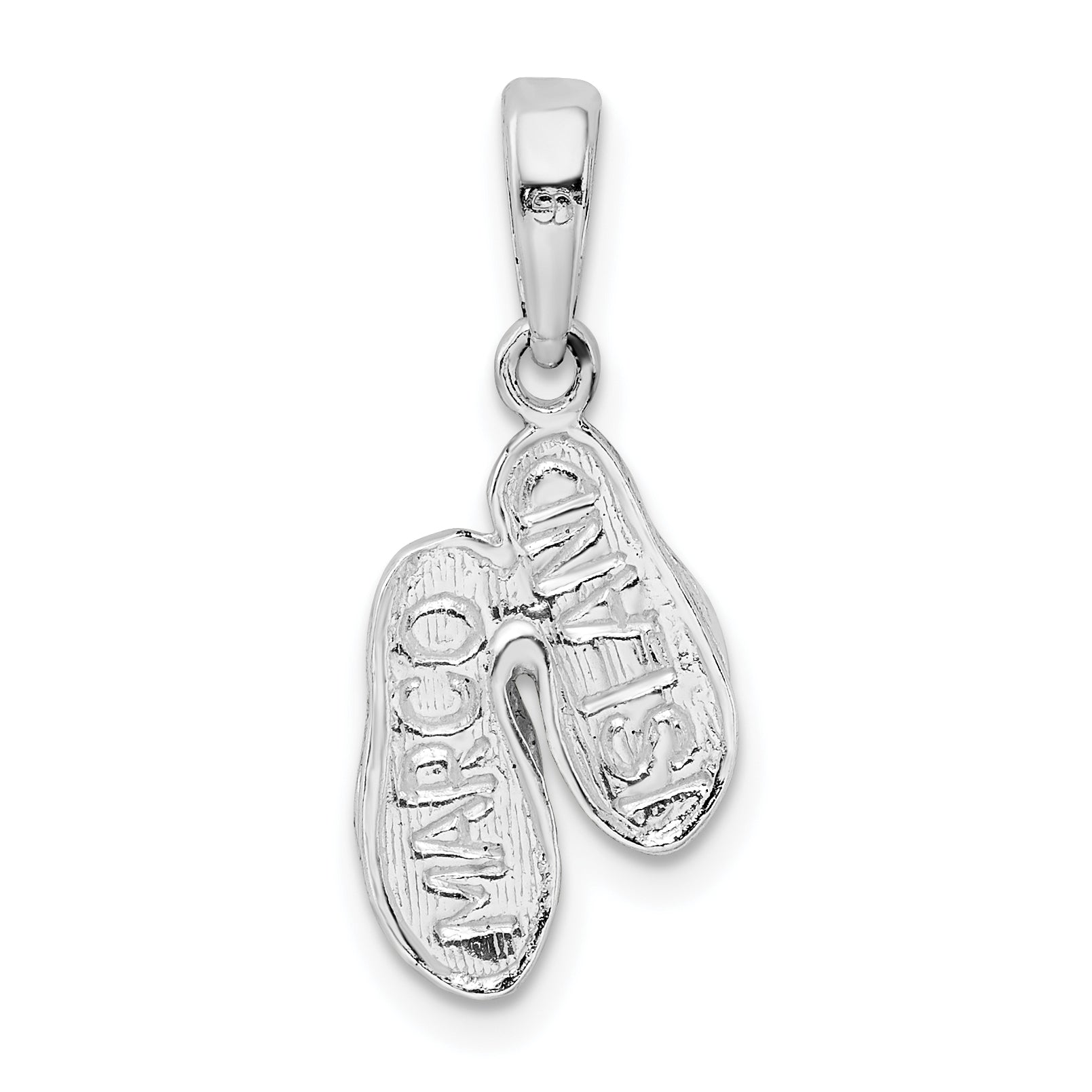 De-Ani Sterling Silver Rhodium-Plated Polished and Textured Marco Island Flip Flops Pendant