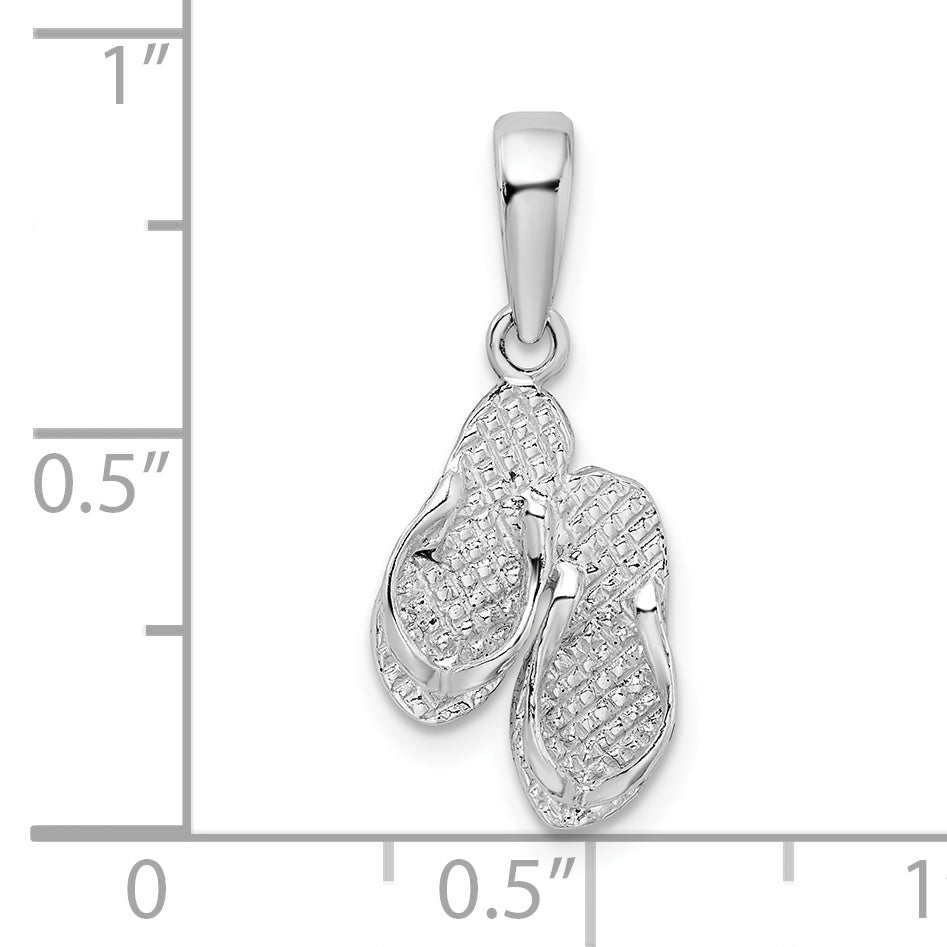 De-Ani Sterling Silver Rhodium-Plated Polished and Textured Marco Island Flip Flops Pendant