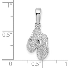 De-Ani Sterling Silver Rhodium-Plated Polished and Textured Marco Island Flip Flops Pendant