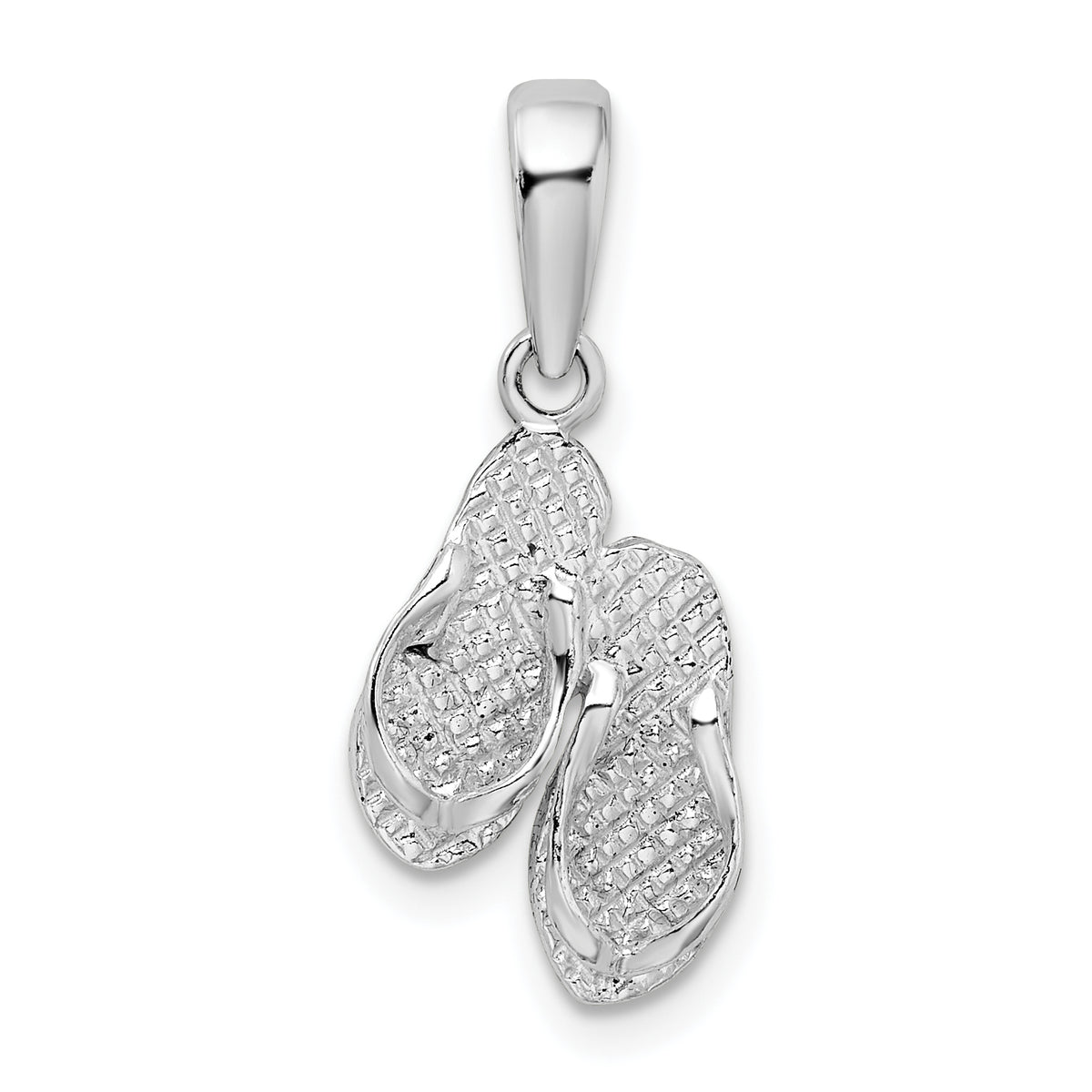 De-Ani Sterling Silver Rhodium-Plated Polished and Textured Marco Island Flip Flops Pendant