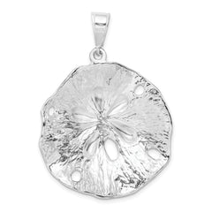 De-Ani Sterling Silver Rhodium-Plated Polished and Textured Beveled Sand Dollar Pendant