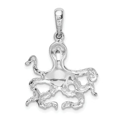 De-Ani Sterling Silver Rhodium-Plated Polished Octopus Pendant