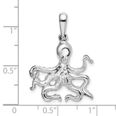 De-Ani Sterling Silver Rhodium-Plated Polished Octopus Pendant