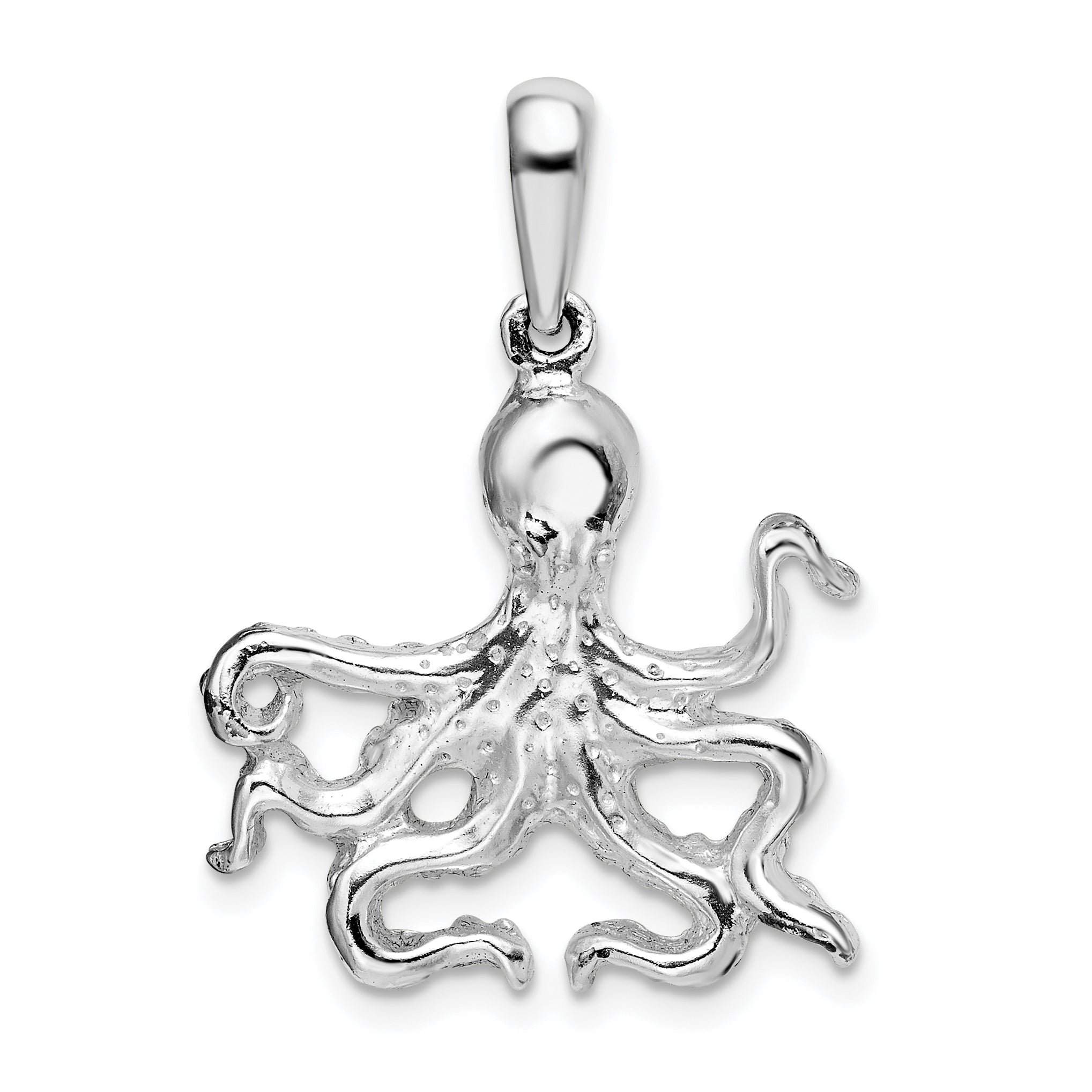 De-Ani Sterling Silver Rhodium-Plated Polished Octopus Pendant