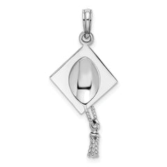 De-Ani Sterling Silver Polished 3D Moveable Tassel Graduation Cap Pendant