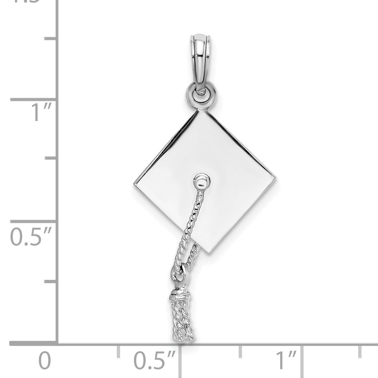 De-Ani Sterling Silver Polished 3D Moveable Tassel Graduation Cap Pendant