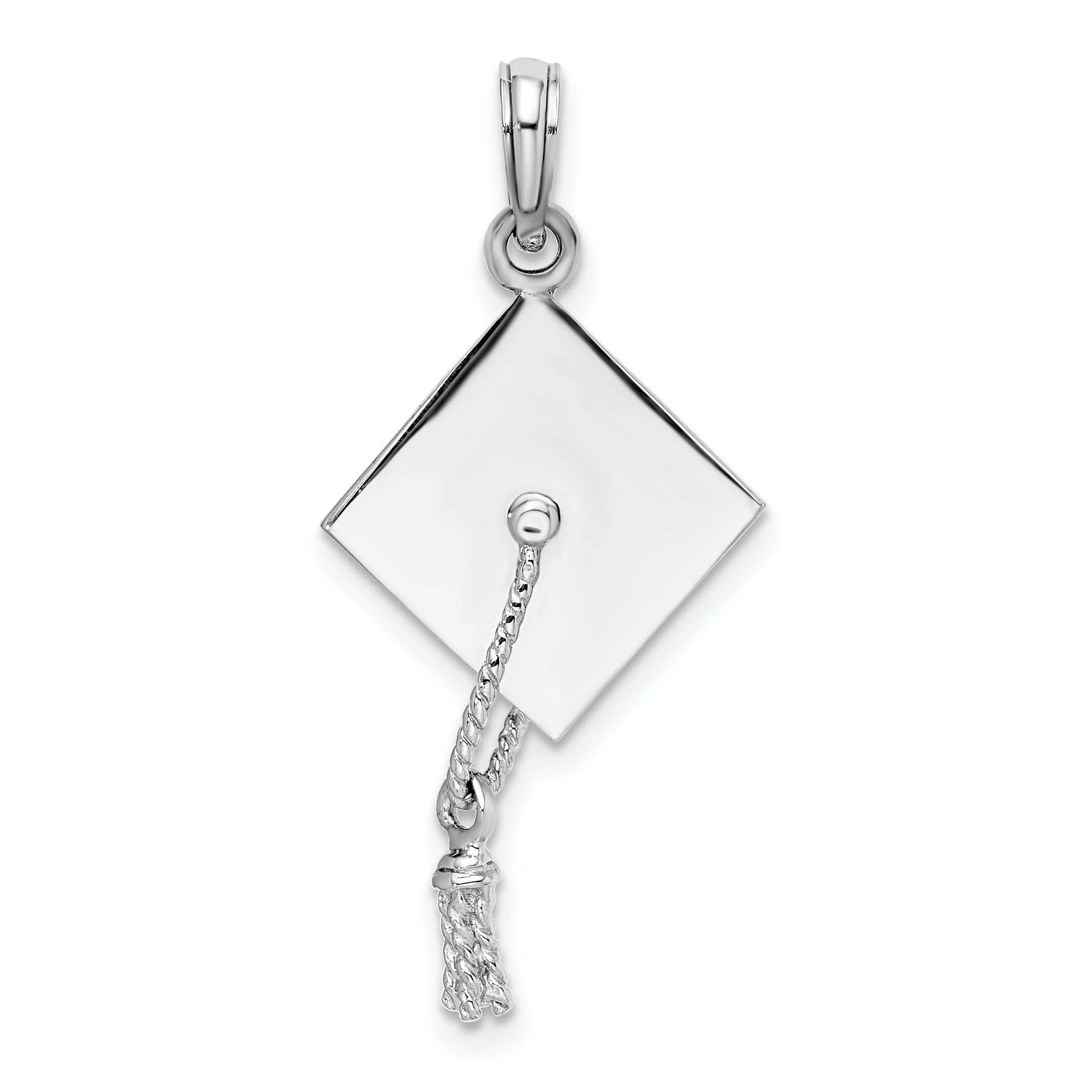 De-Ani Sterling Silver Polished 3D Moveable Tassel Graduation Cap Pendant