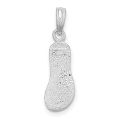 De-Ani Sterling Silver Rhodium-Plated Polished and Textured Flip Flop Pendant