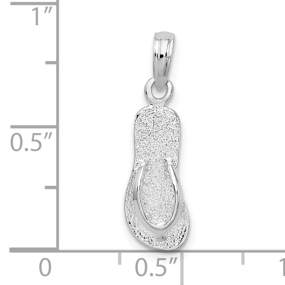 De-Ani Sterling Silver Rhodium-Plated Polished and Textured Flip Flop Pendant