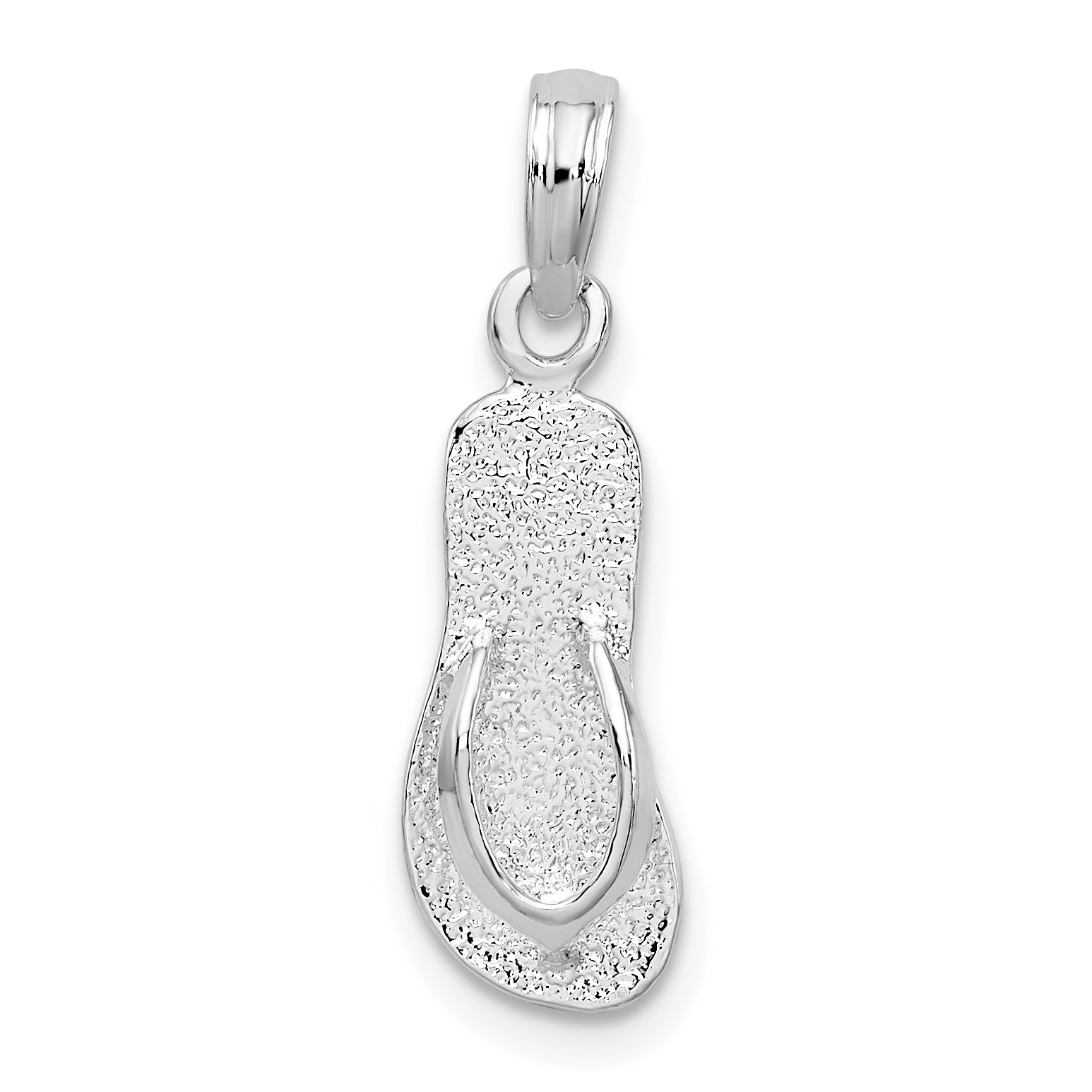 De-Ani Sterling Silver Rhodium-Plated Polished and Textured Flip Flop Pendant