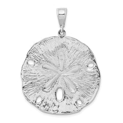 De-Ani Sterling Silver Rhodium-Plated Polished and Textured Sand Dollar Pendant