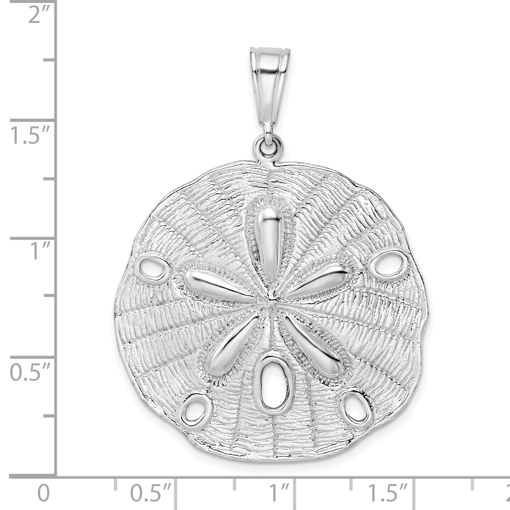 De-Ani Sterling Silver Rhodium-Plated Polished and Textured Sand Dollar Pendant