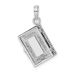 De-Ani Sterling Silver Rhodium-Plated 3D Moveable Lords Prayer Bible Pendant