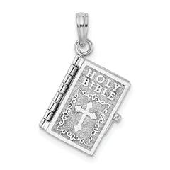 De-Ani Sterling Silver Rhodium-Plated 3D Moveable Lords Prayer Bible Pendant