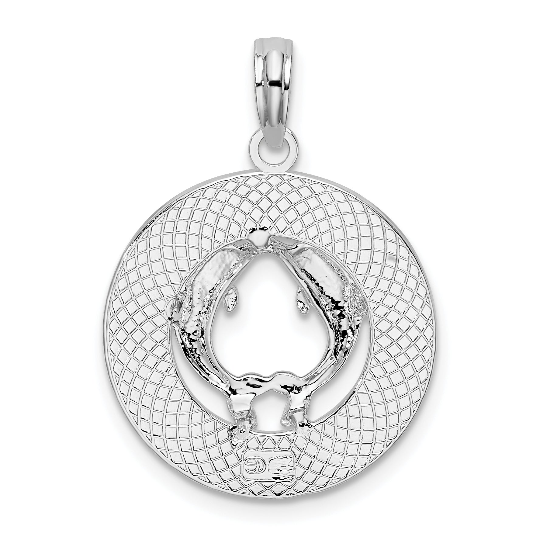 De-Ani Sterling Silver Rhodium-Plated Polished and Textured South Beach Dolphin Pendant