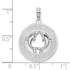 De-Ani Sterling Silver Rhodium-Plated Polished and Textured South Beach Dolphin Pendant