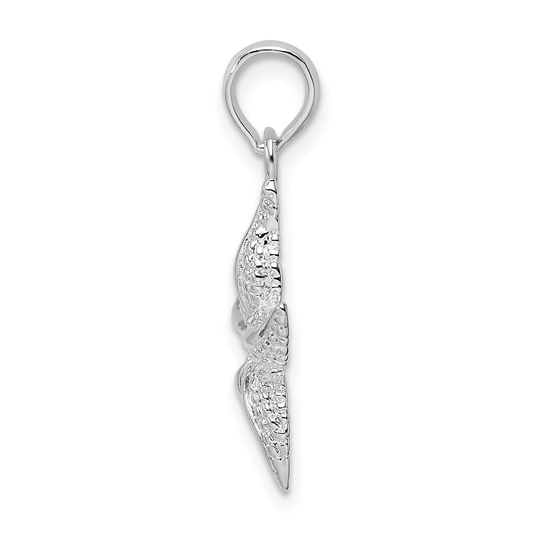 De-Ani Sterling Silver Rhodium-Plated Polished and Textured Starfish Pendant