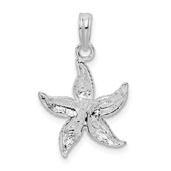 De-Ani Sterling Silver Rhodium-Plated Polished and Textured Starfish Pendant