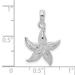 De-Ani Sterling Silver Rhodium-Plated Polished and Textured Starfish Pendant