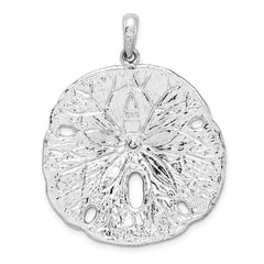 De-Ani Sterling Silver Rhodium-Plated Polished and Textured Large Sand Dollar Pendant