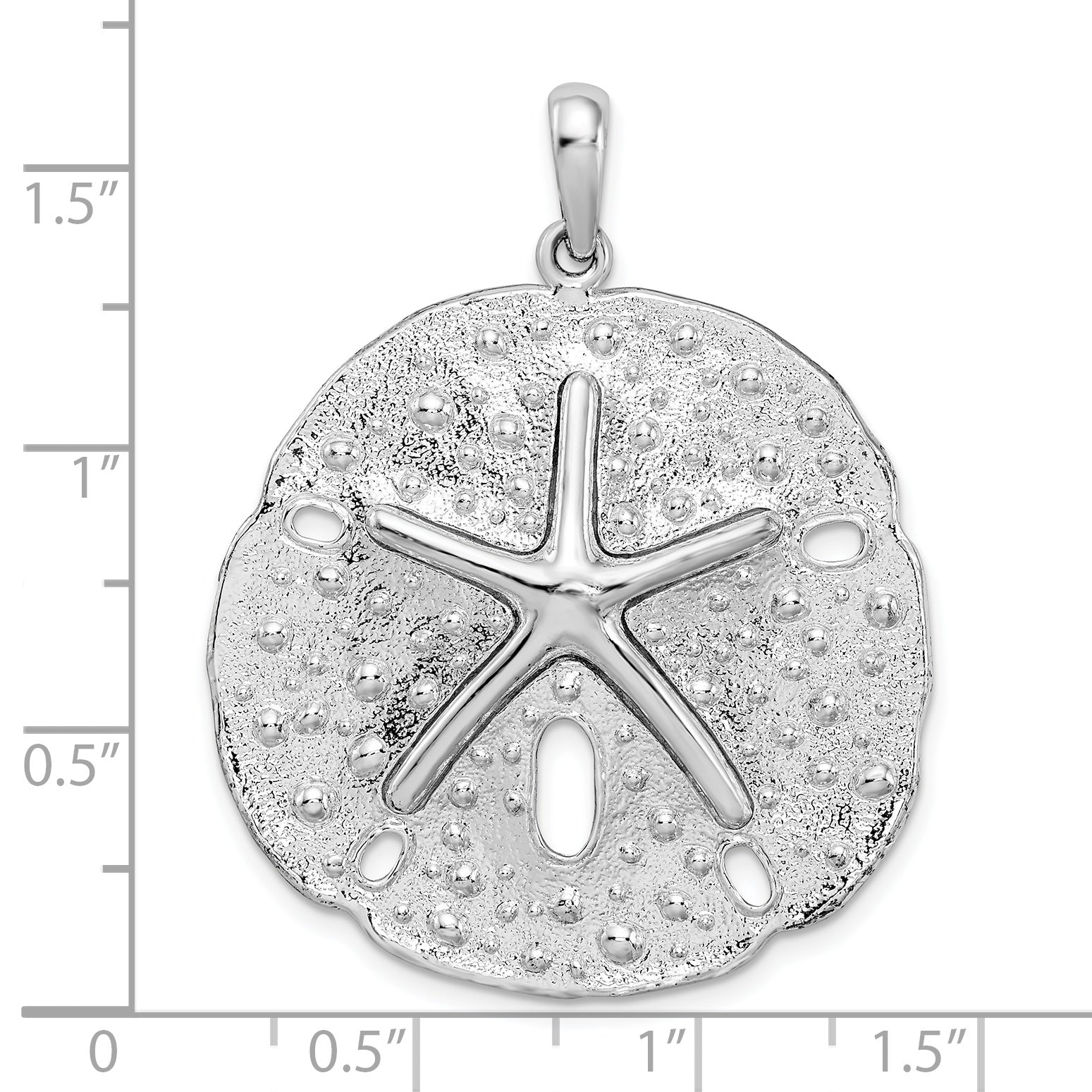 De-Ani Sterling Silver Rhodium-Plated Polished and Textured Large Sand Dollar Pendant