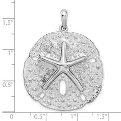 De-Ani Sterling Silver Rhodium-Plated Polished and Textured Large Sand Dollar Pendant