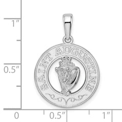 De-Ani Sterling Silver Rhodium-Plated Polished St. Augustine with Shell Circle Pendant