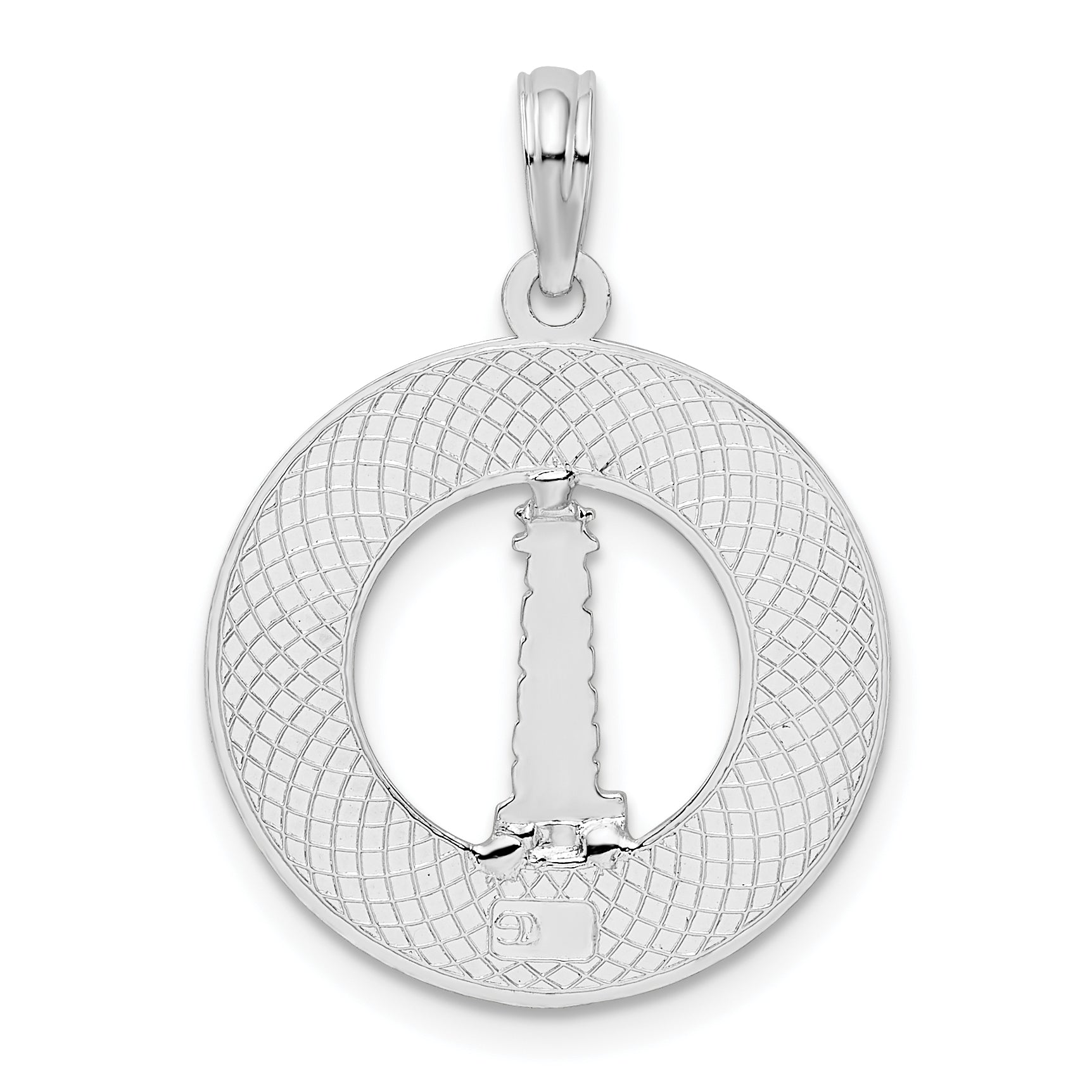 De-Ani Sterling Silver Rhodium-Plated St. Augustine with Lighthouse Circle Pendant