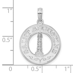 De-Ani Sterling Silver Rhodium-Plated St. Augustine with Lighthouse Circle Pendant