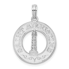 De-Ani Sterling Silver Rhodium-Plated St. Augustine with Lighthouse Circle Pendant