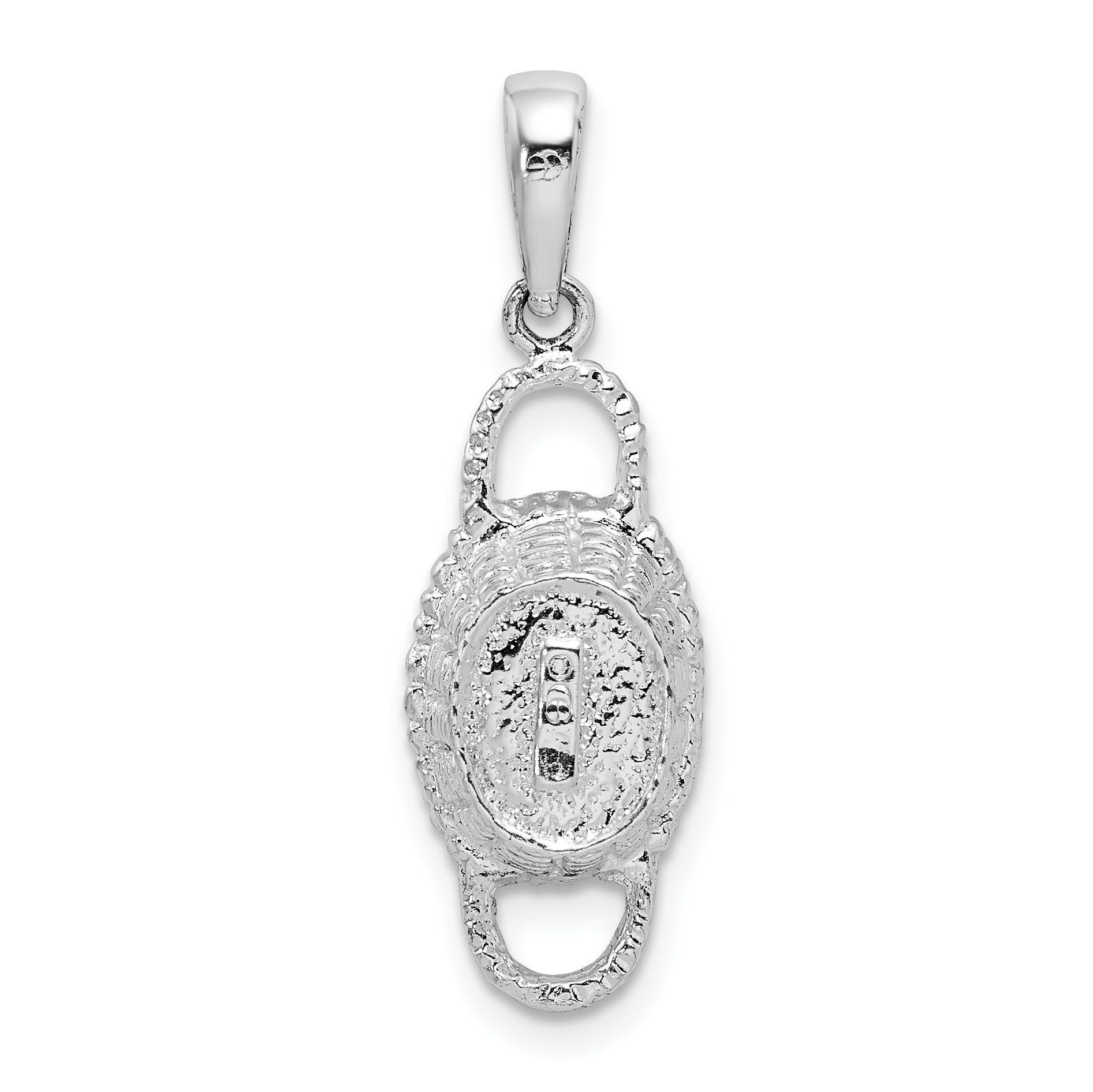 De-Ani Sterling Silver Rhodium-Plated Polished 3D Double Handle Basket Pendant