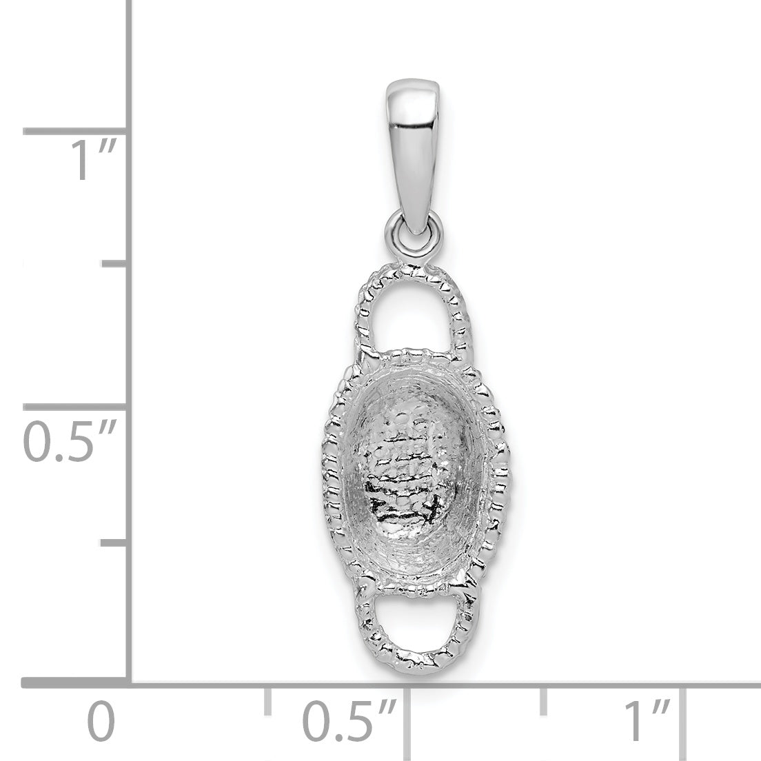 De-Ani Sterling Silver Rhodium-Plated Polished 3D Double Handle Basket Pendant