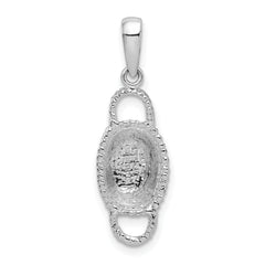 De-Ani Sterling Silver Rhodium-Plated Polished 3D Double Handle Basket Pendant