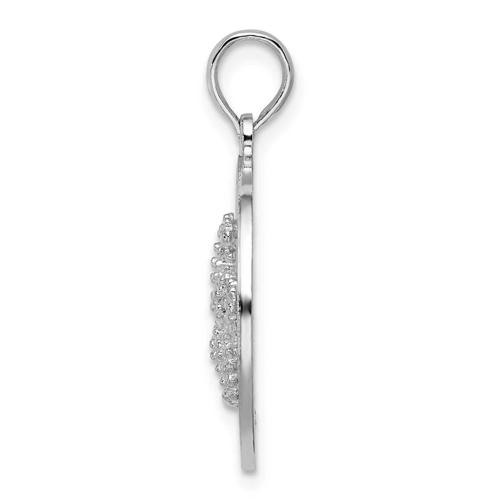 De-Ani Sterling Silver Rhodium-Plated Polished Cape Cod with Starfish Circle Pendant