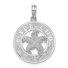 De-Ani Sterling Silver Rhodium-Plated Polished Cape Cod with Starfish Circle Pendant