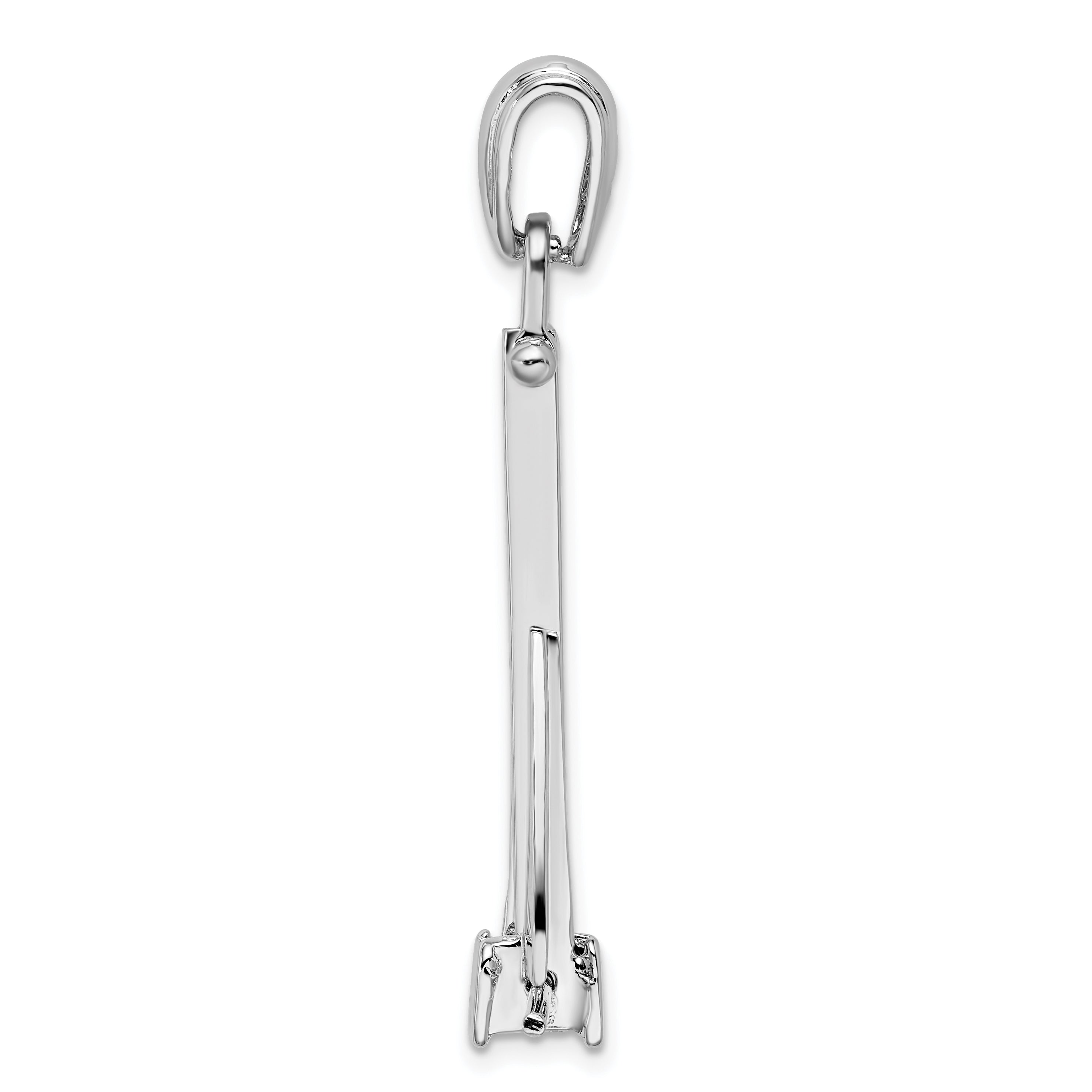 De-Ani Sterling Silver Rhodium-Plated Polished 3D Moveable Danforth Anchor Pendant