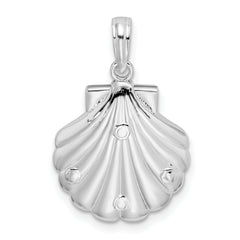 De-Ani Sterling Silver Rhodium-Plated Polished and Textured Shell / Sea Turtles Pendant