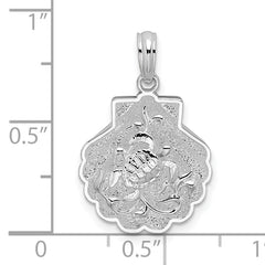 De-Ani Sterling Silver Rhodium-Plated Polished and Textured Shell / Sea Turtles Pendant