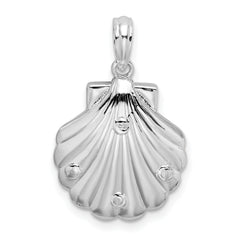 De-Ani Sterling Silver Rhodium-Plated Polished and Textured Shell with Starfish Pendant