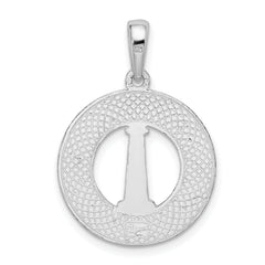 De-Ani Sterling Silver Rhodium-Plated Cape Cod with Lighthouse Circle Pendant