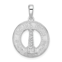 De-Ani Sterling Silver Rhodium-Plated Cape Cod with Lighthouse Circle Pendant