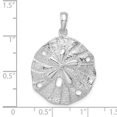 De-Ani Sterling Silver Rhodium-Plated Polished and Textured Sand Dollar Pendant