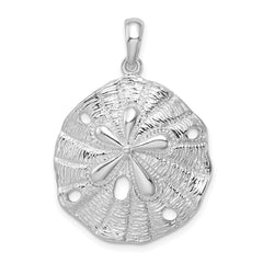 De-Ani Sterling Silver Rhodium-Plated Polished and Textured Sand Dollar Pendant