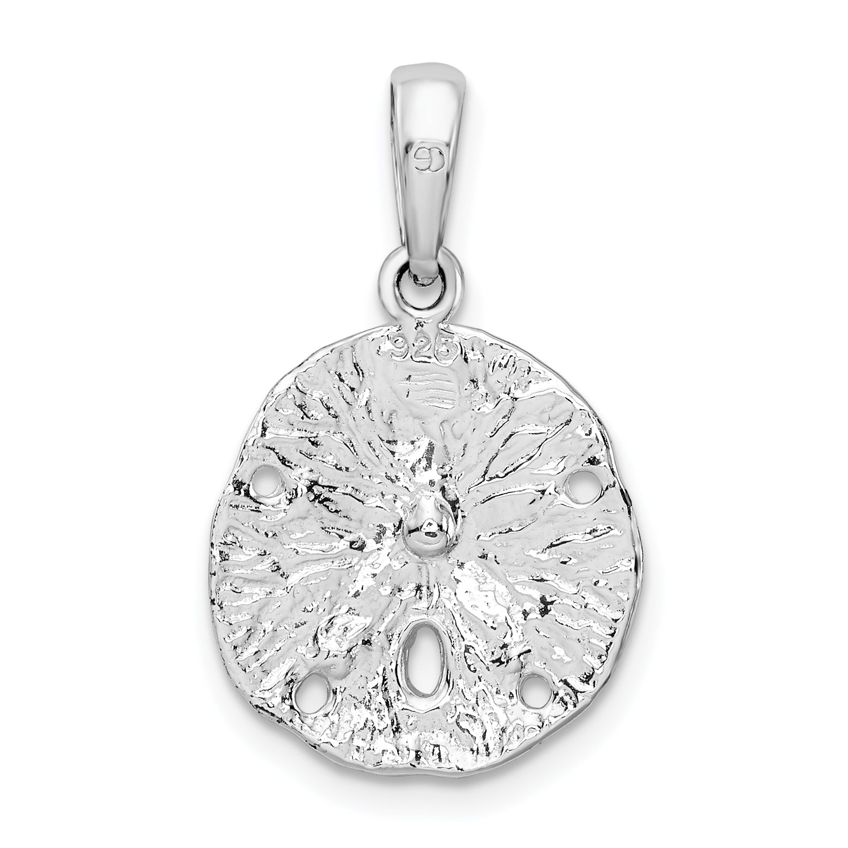 De-Ani Sterling Silver Rhodium-Plated Polished and Textured Small Sand Dollar Pendant